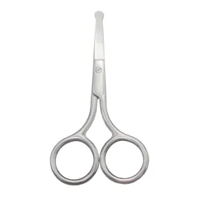 Motanar Nose Hair Trimmer Scissors-3.4' round Tip Scissors for Ear Eyebrow Beard Mustache Trimming - Multi Purpose round Personal Beauty Hair Care Tool for Men Women and Baby (Silver & Curved)