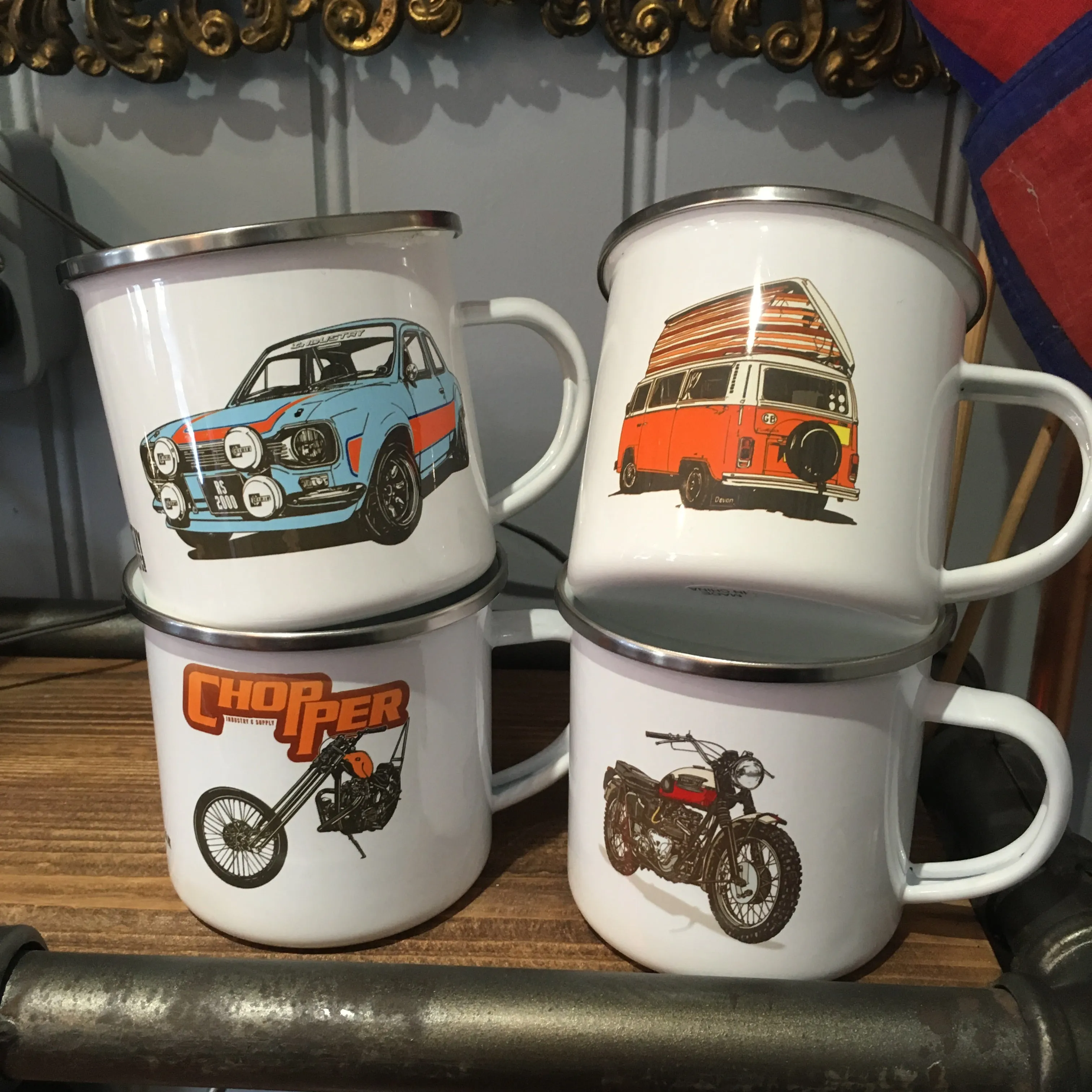 MOTORBIKE ENAMEL MUG