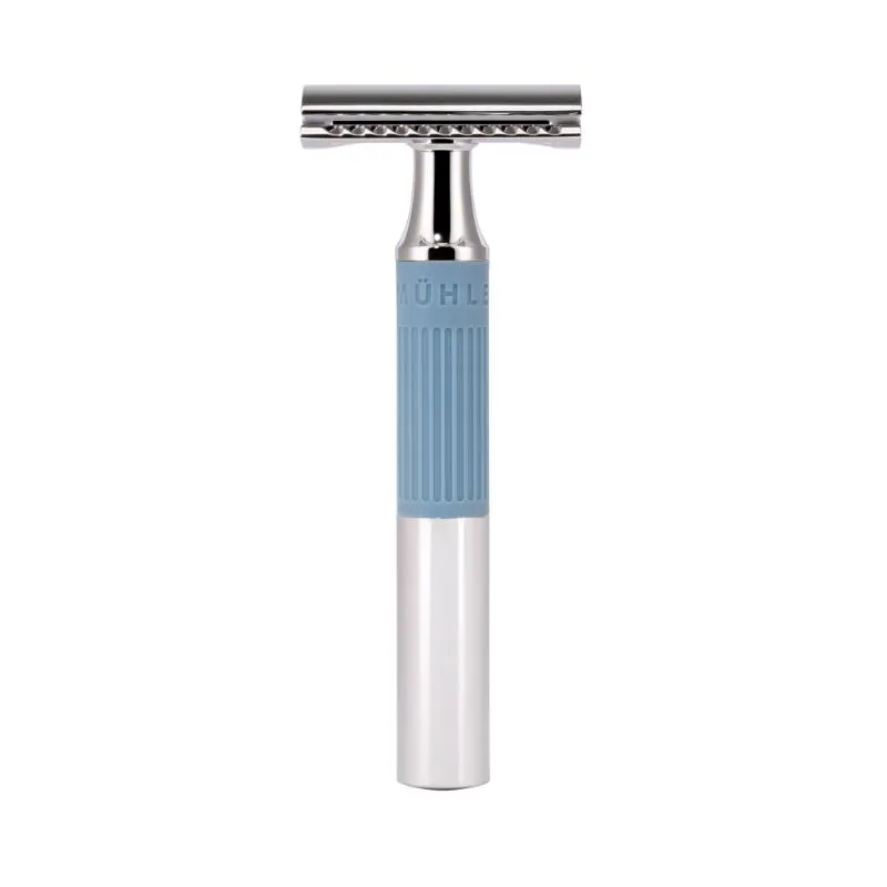 MUHLE Neo, Chrome-plated Metal, Glacier Blue, Closed Comb Safety Razor