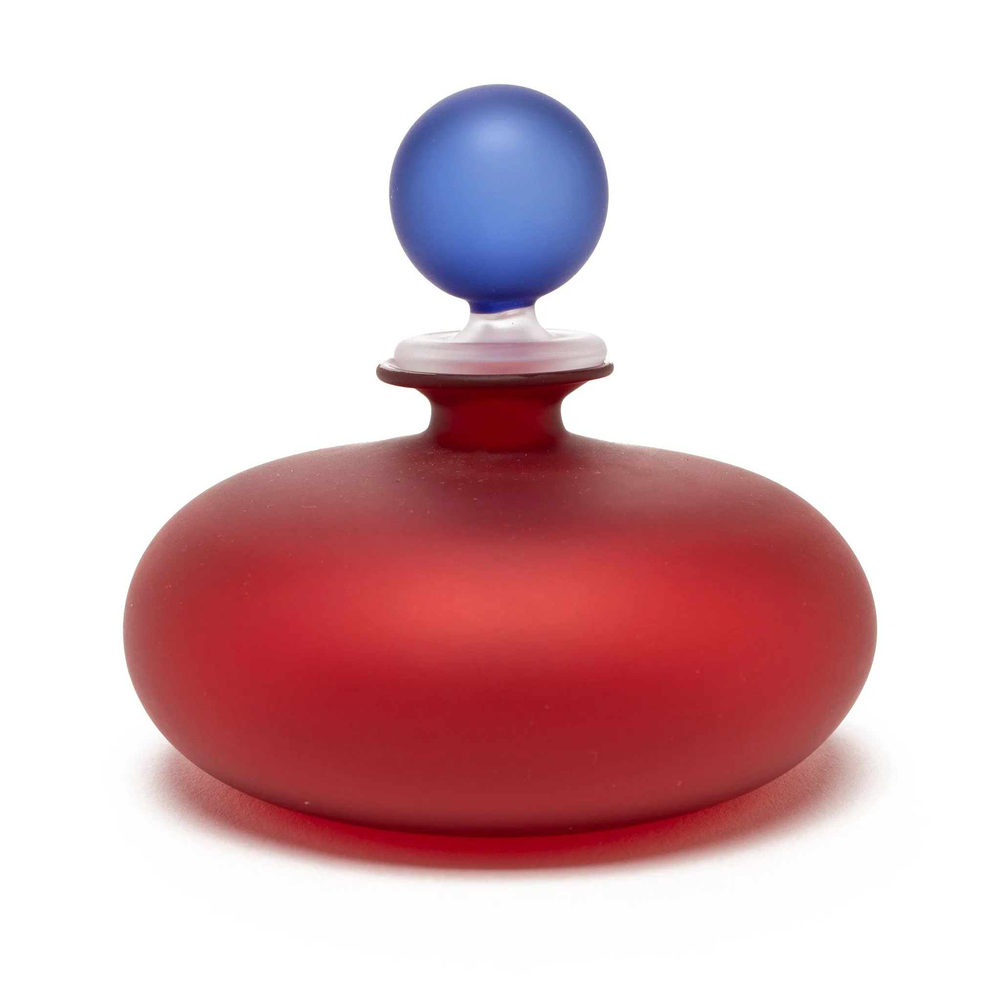 Murano Glass Perfume Bottle - Medium Flat Style in Red