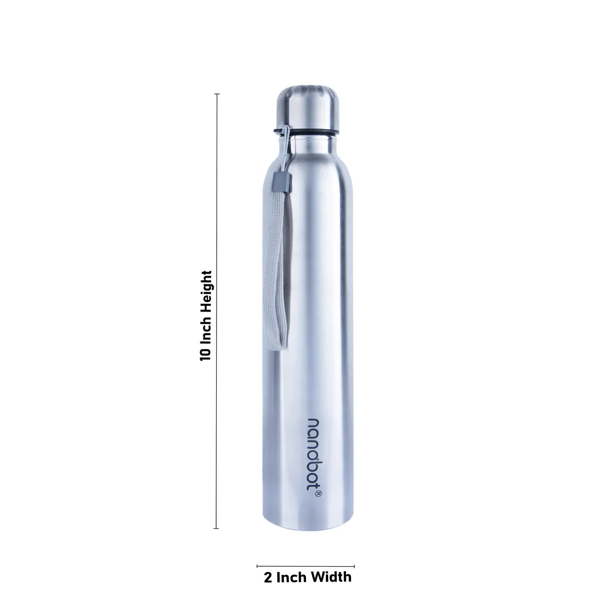 Nanobot Akua Water Bottle - 500 ml | Stainless Steel Water Container/ 10 x 2 Inches/ Steel Bottle for Home