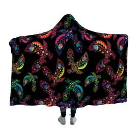 Neon Floral Eagles Hooded Blanket