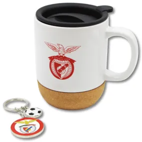 Officially Licensed Benfica Travel Mug with Removable Cork Bottom and Keychain Set