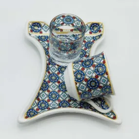 One Person Turkish Coffee Set "Blue Chamomile Kaftan"