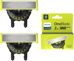 OneBlade 360-Innovation Authentic Replacement Blades, for OneBlade Hybrid Electric Shaver & Trimmer. Trim, Edge and Shave with Durable Stainless Steel, 2x pack (8 Month Supply), Model QP420/60