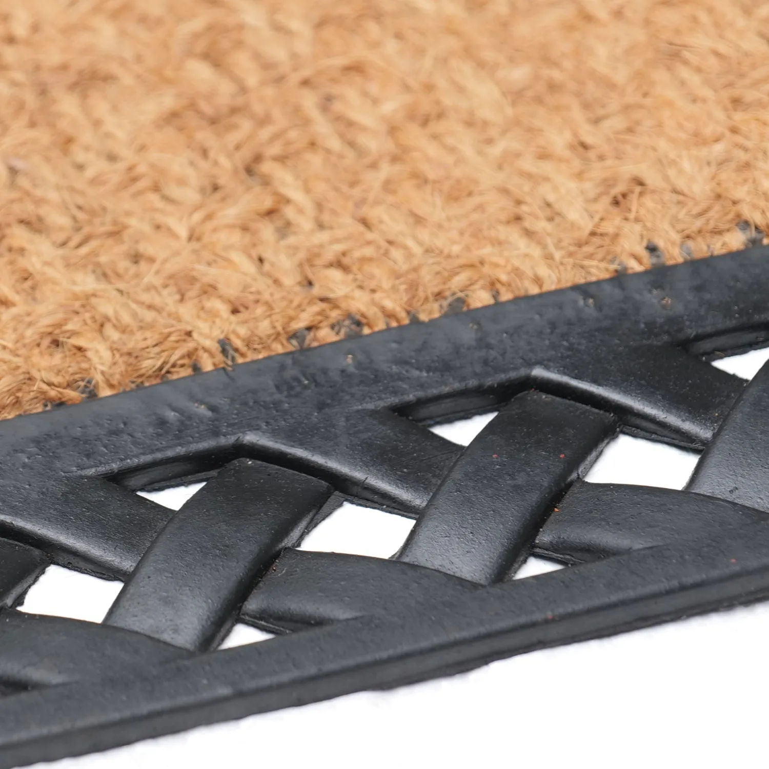 OnlyMat Plain Blank Natural Coir Doormat with Black Rubber Border