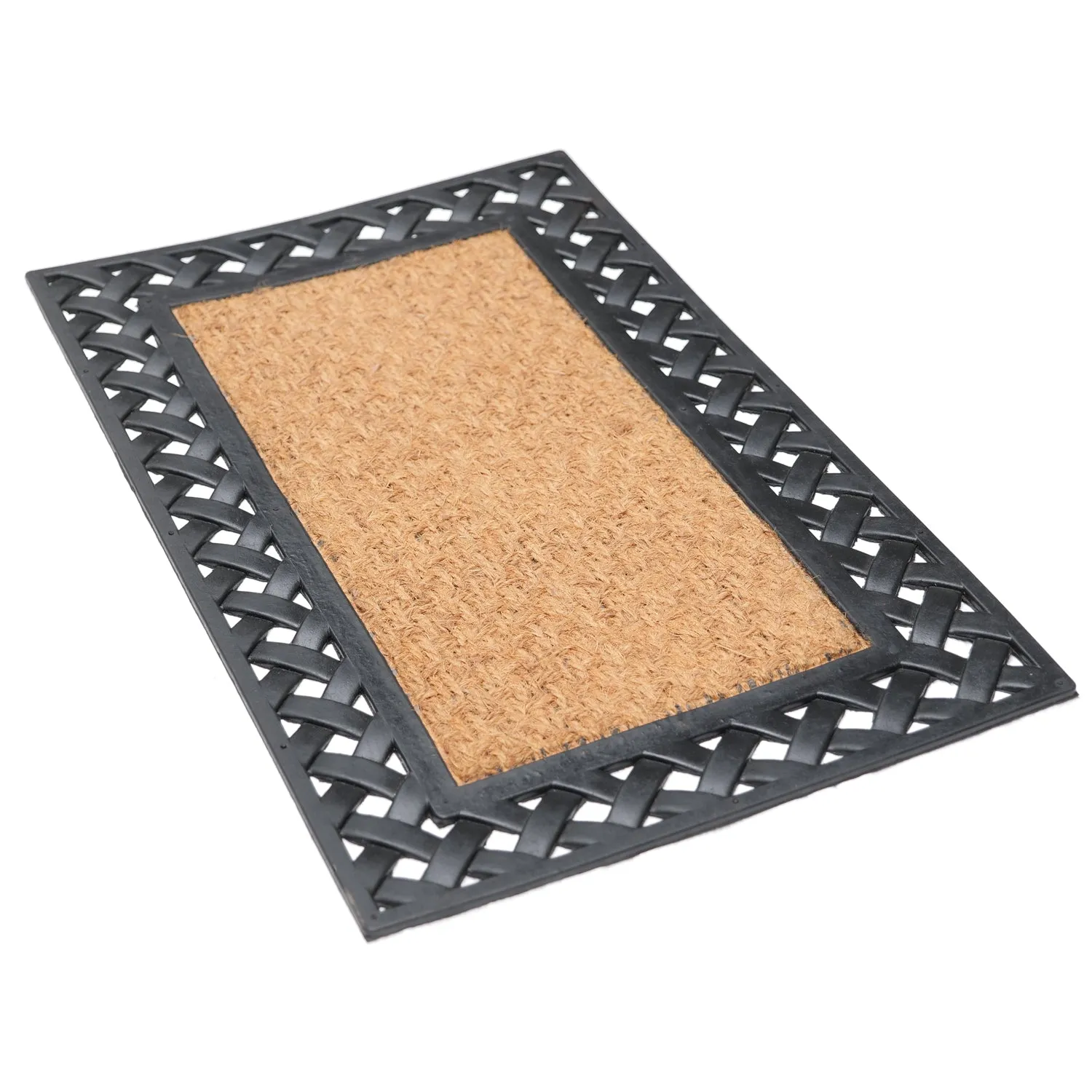 OnlyMat Plain Blank Natural Coir Doormat with Black Rubber Border