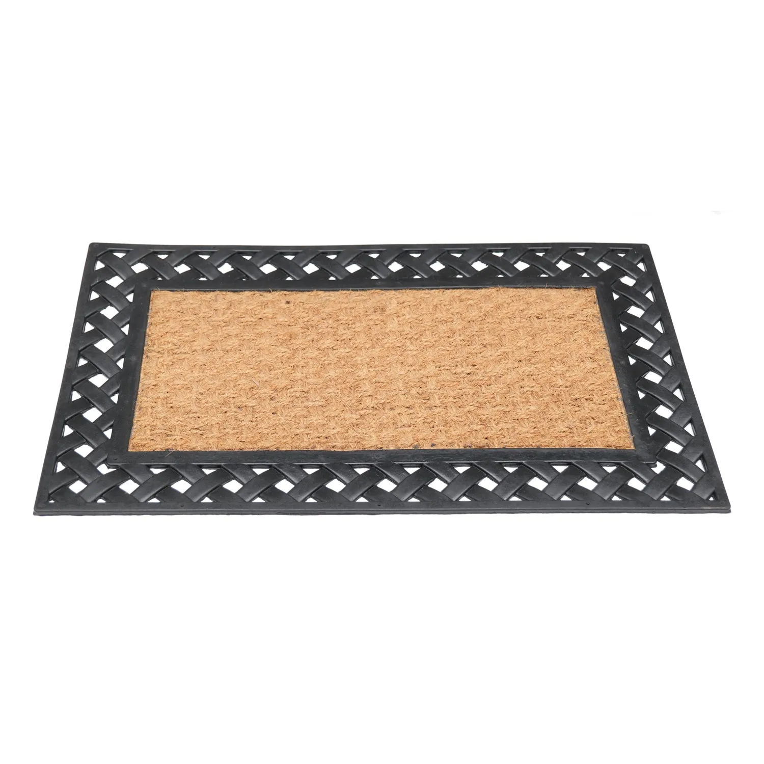 OnlyMat Plain Blank Natural Coir Doormat with Black Rubber Border