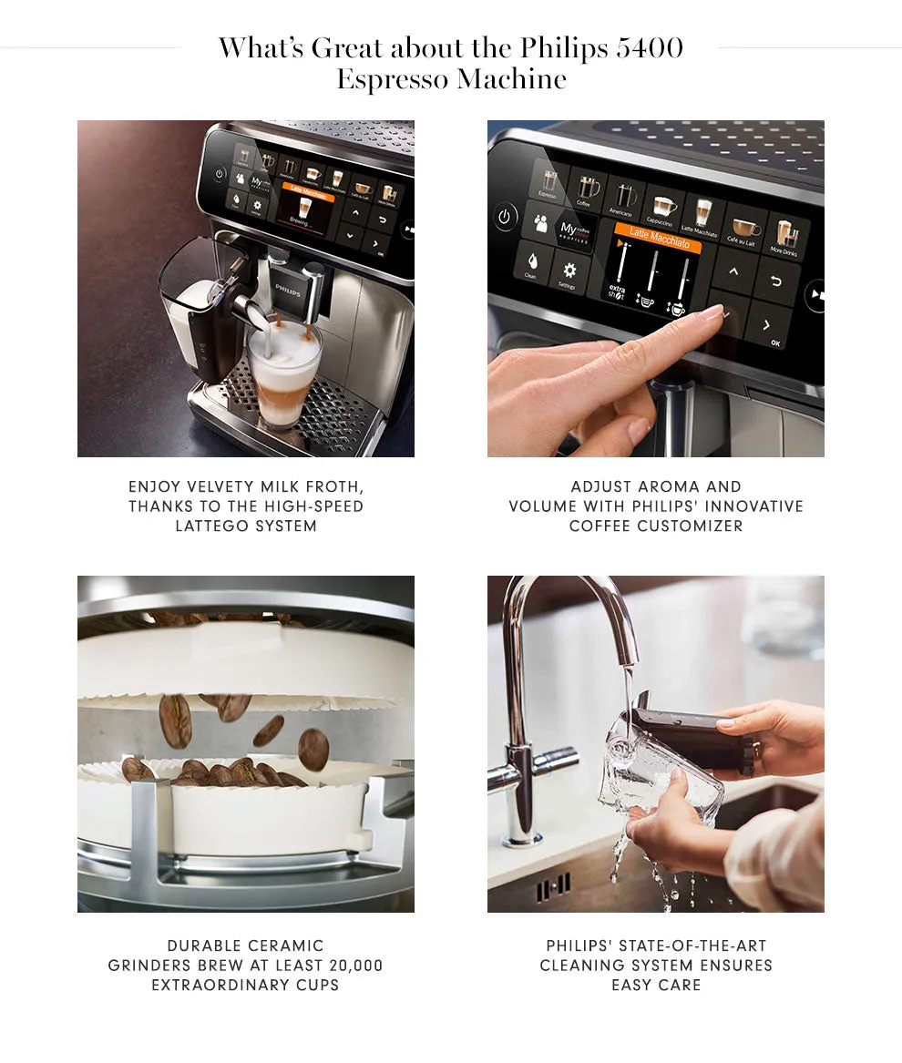 (OPEN BOX)  | Philips Saeco 5400 Superautomatic Espresso Machine LatteGo Silver  EP5447/94