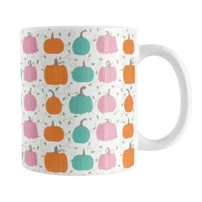 Orange Teal Pink Pumpkin Pattern Mug