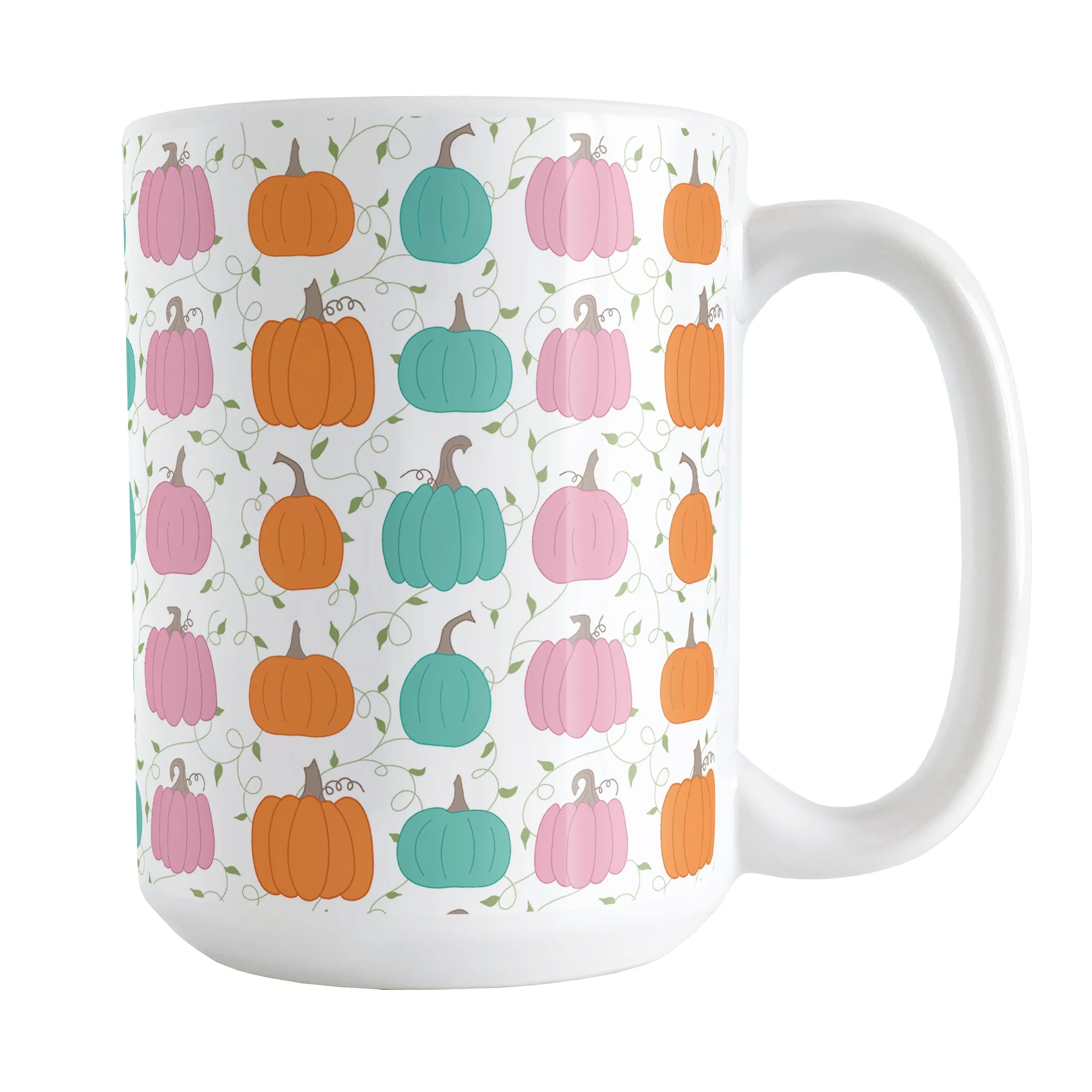 Orange Teal Pink Pumpkin Pattern Mug