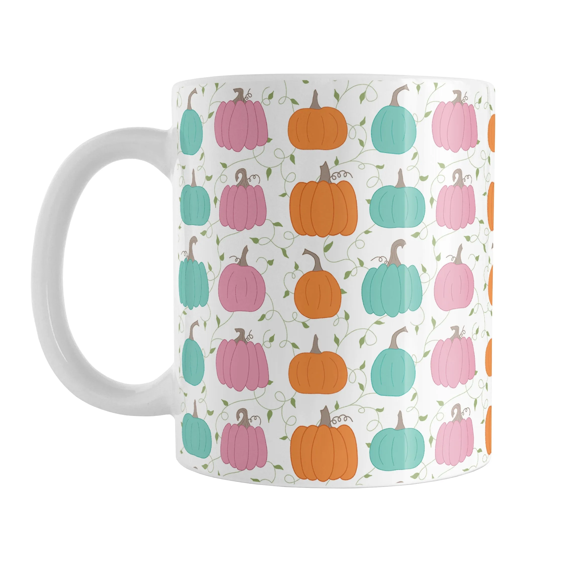 Orange Teal Pink Pumpkin Pattern Mug