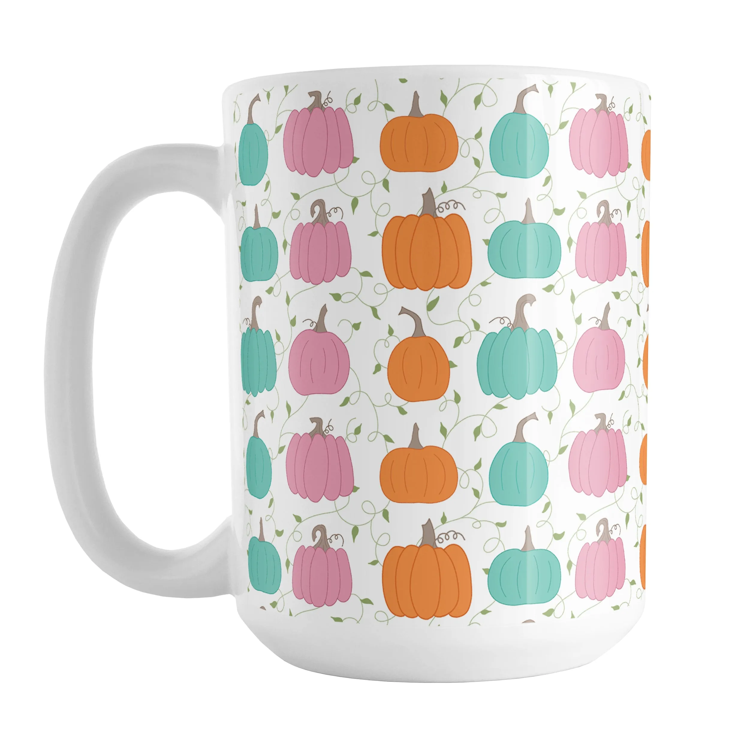 Orange Teal Pink Pumpkin Pattern Mug