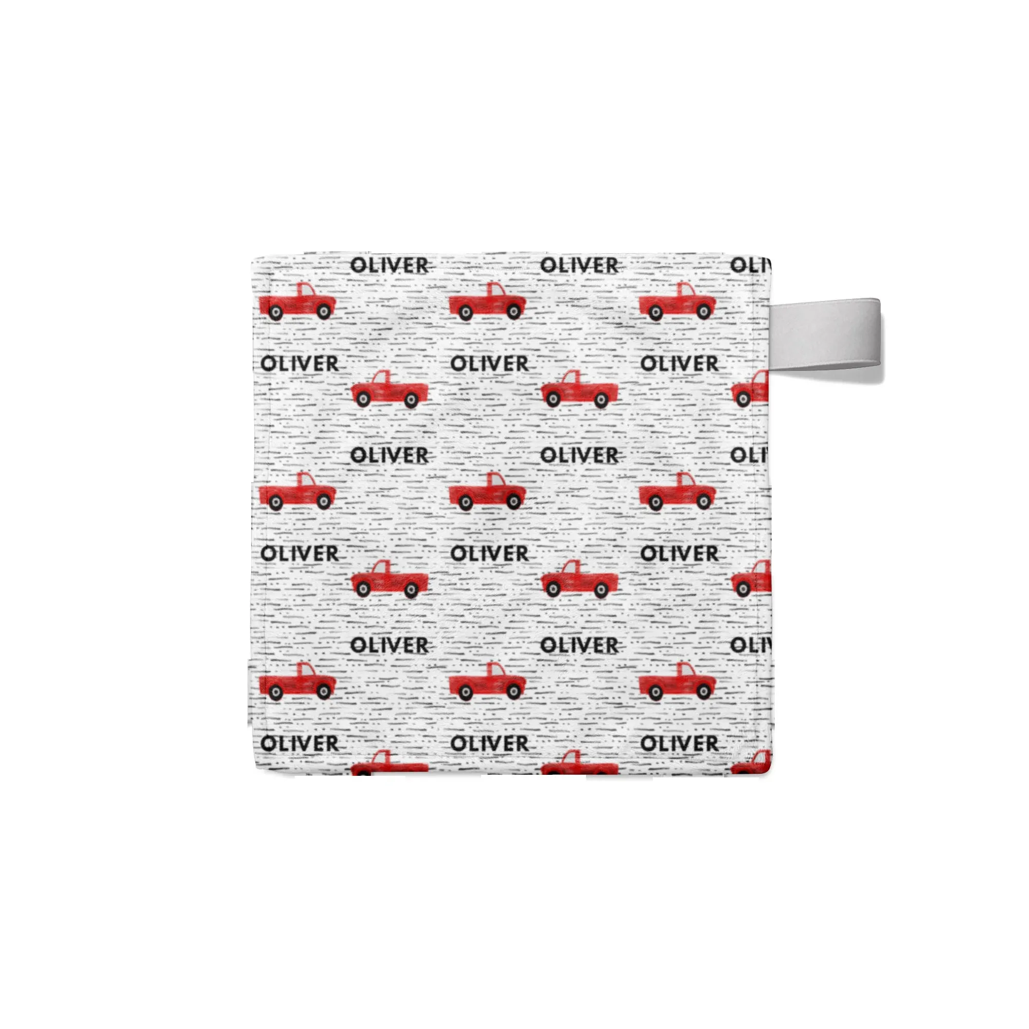 Personalized Name Lovey Blanket -  RED TRUCKS