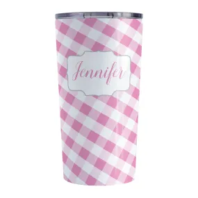 Personalized Pink Gingham Tumbler Cup