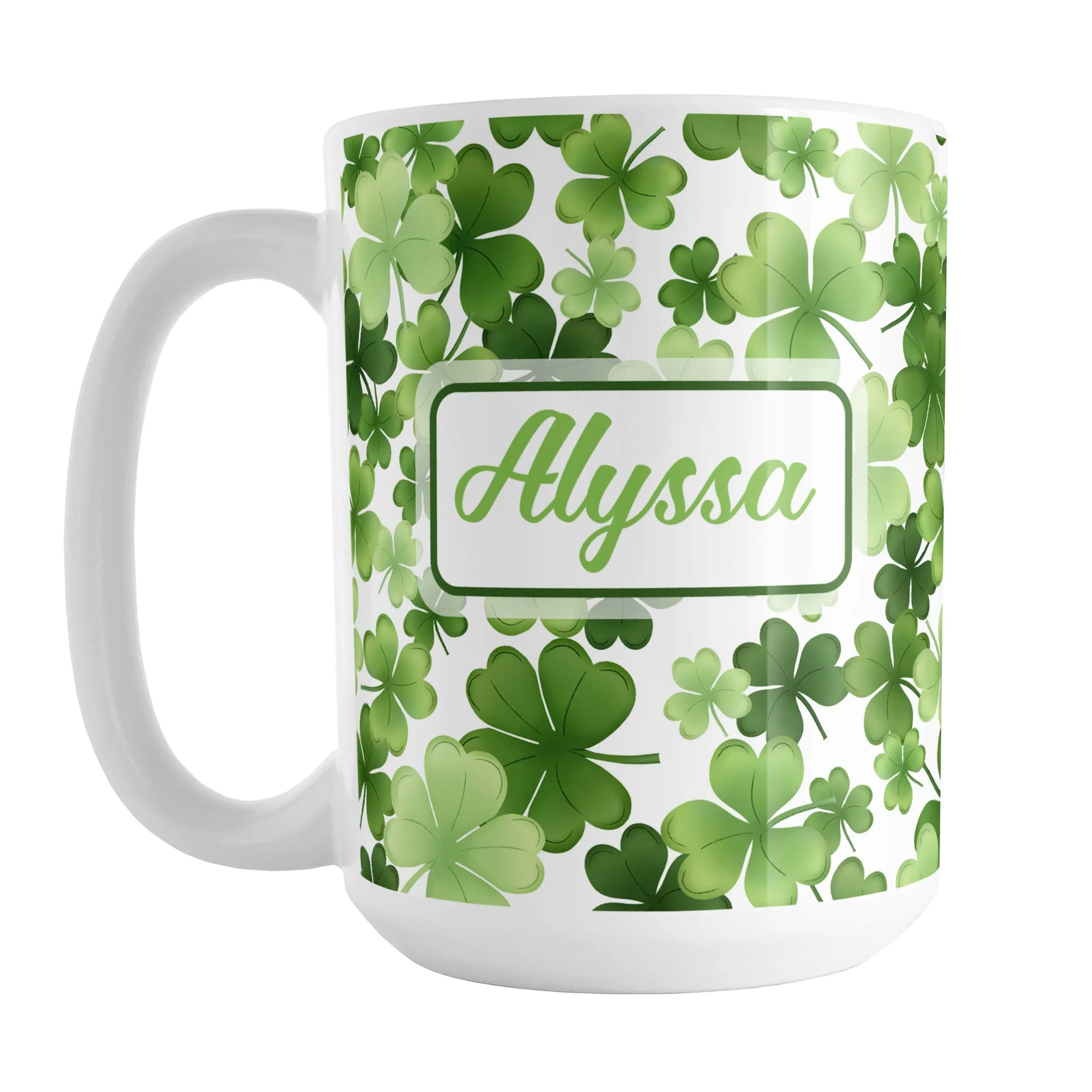 Personalized Shamrocks and 4-Leaf Clovers Mug