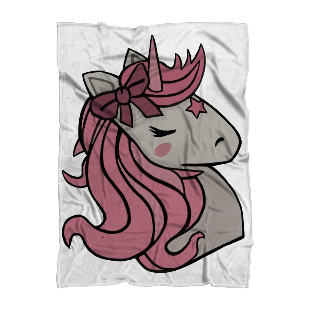 Pink Unicorn Sublimation Throw Blanket