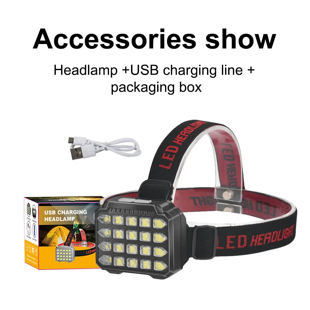 Powerful 20*XHP40 LED Headlamp  Multi-function Flashlight Fishing Light Lamp Camping Head Light Nitecore