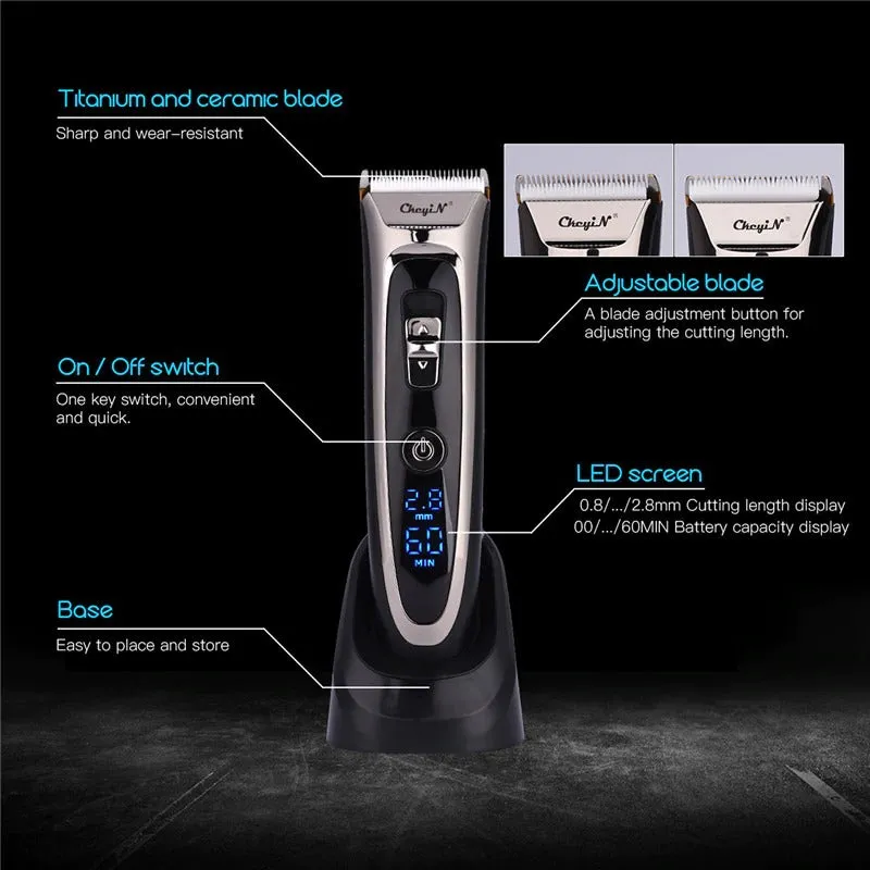 Professional Digital Hair Trimmer Rechargeable Electric Hair Cordless Clipper