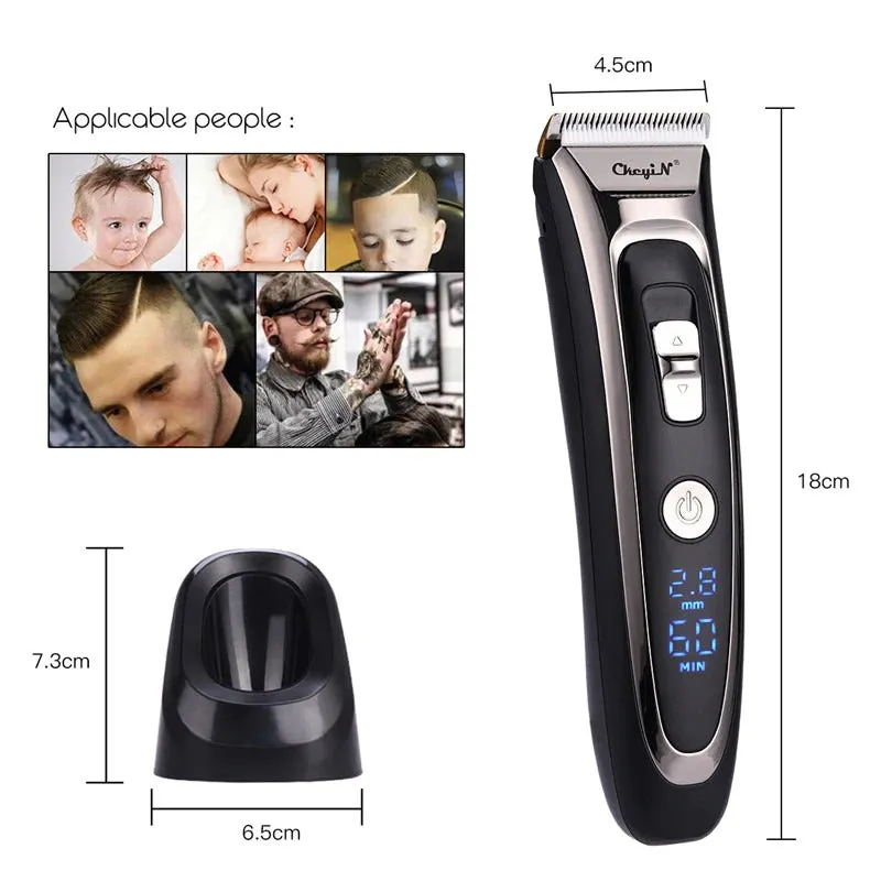 Professional Digital Hair Trimmer Rechargeable Electric Hair Cordless Clipper