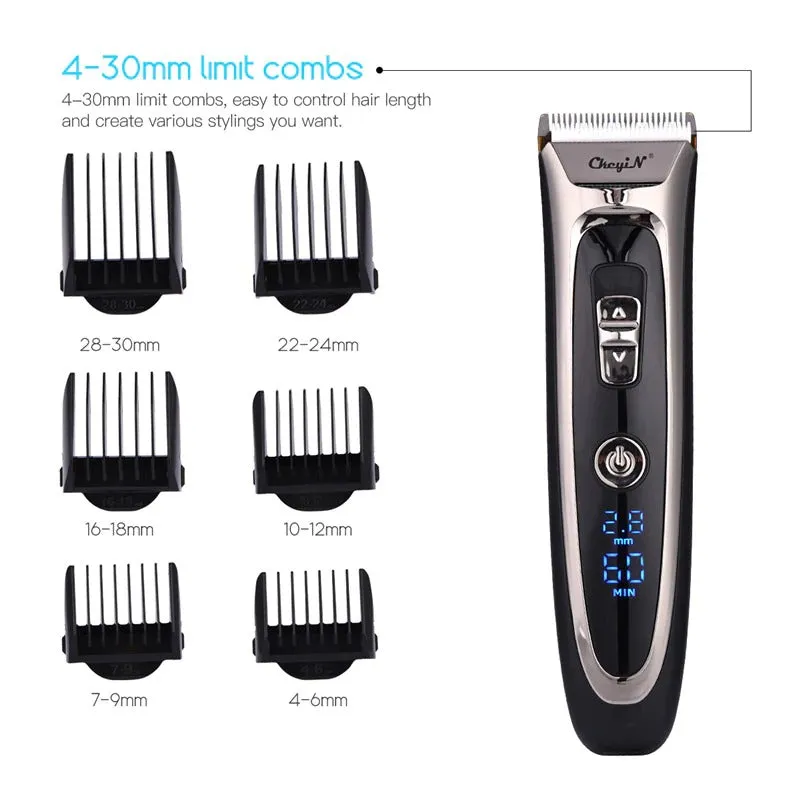 Professional Digital Hair Trimmer Rechargeable Electric Hair Cordless Clipper