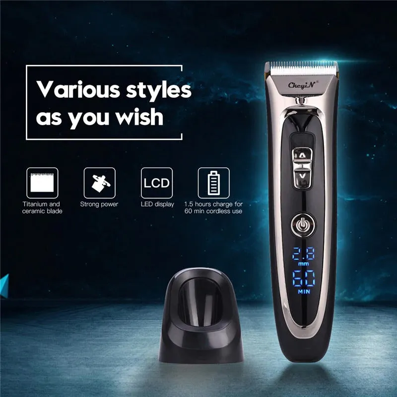 Professional Digital Hair Trimmer Rechargeable Electric Hair Cordless Clipper