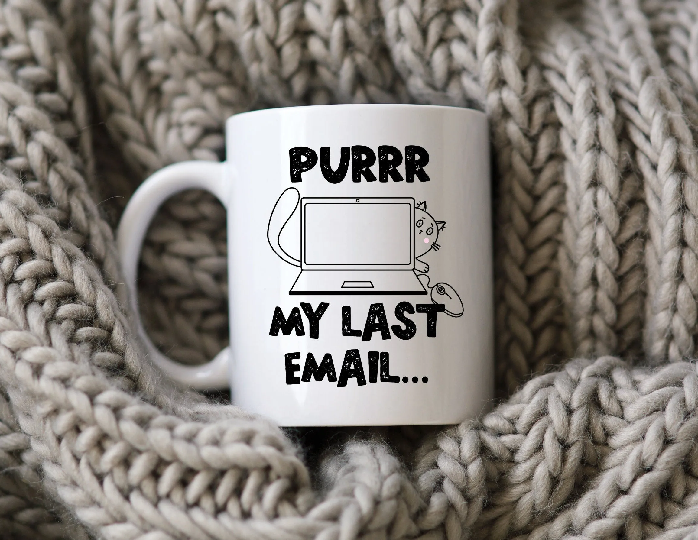 Purr My Last Email Mug Funny Cat Coffee Cup Office Humor