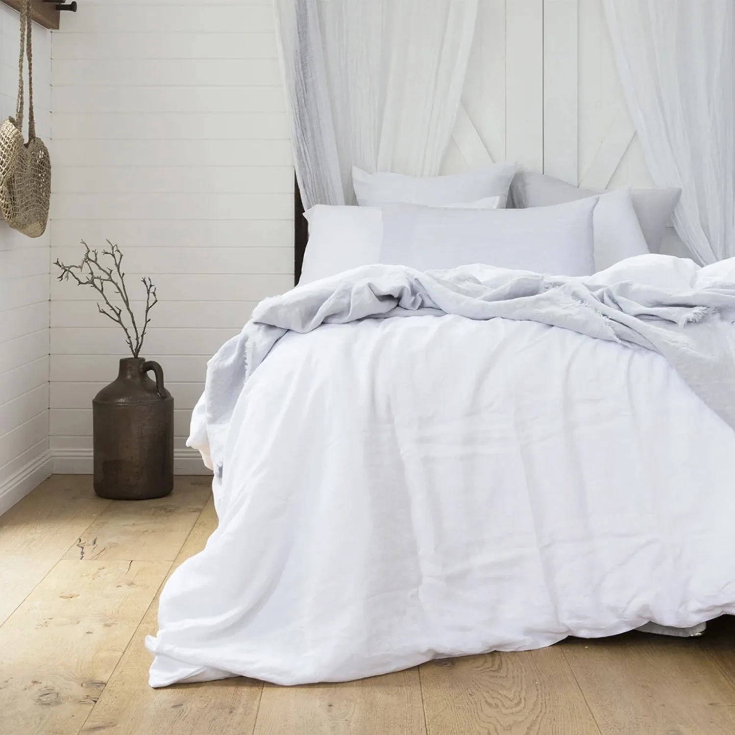 Quilt Cover Set French Linen - Ivory - King