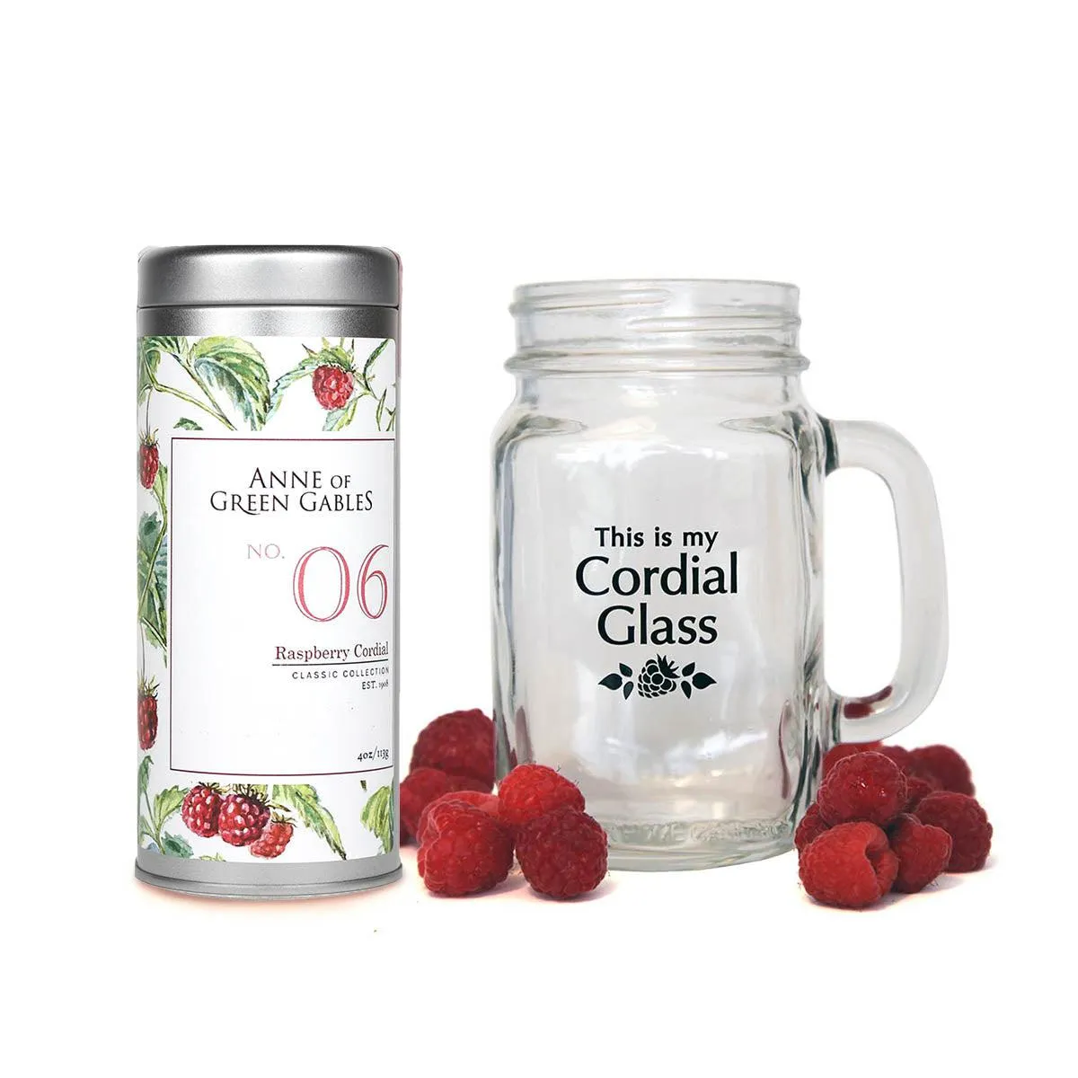 Raspberry Cordial Duo: Tea & Glass Mug