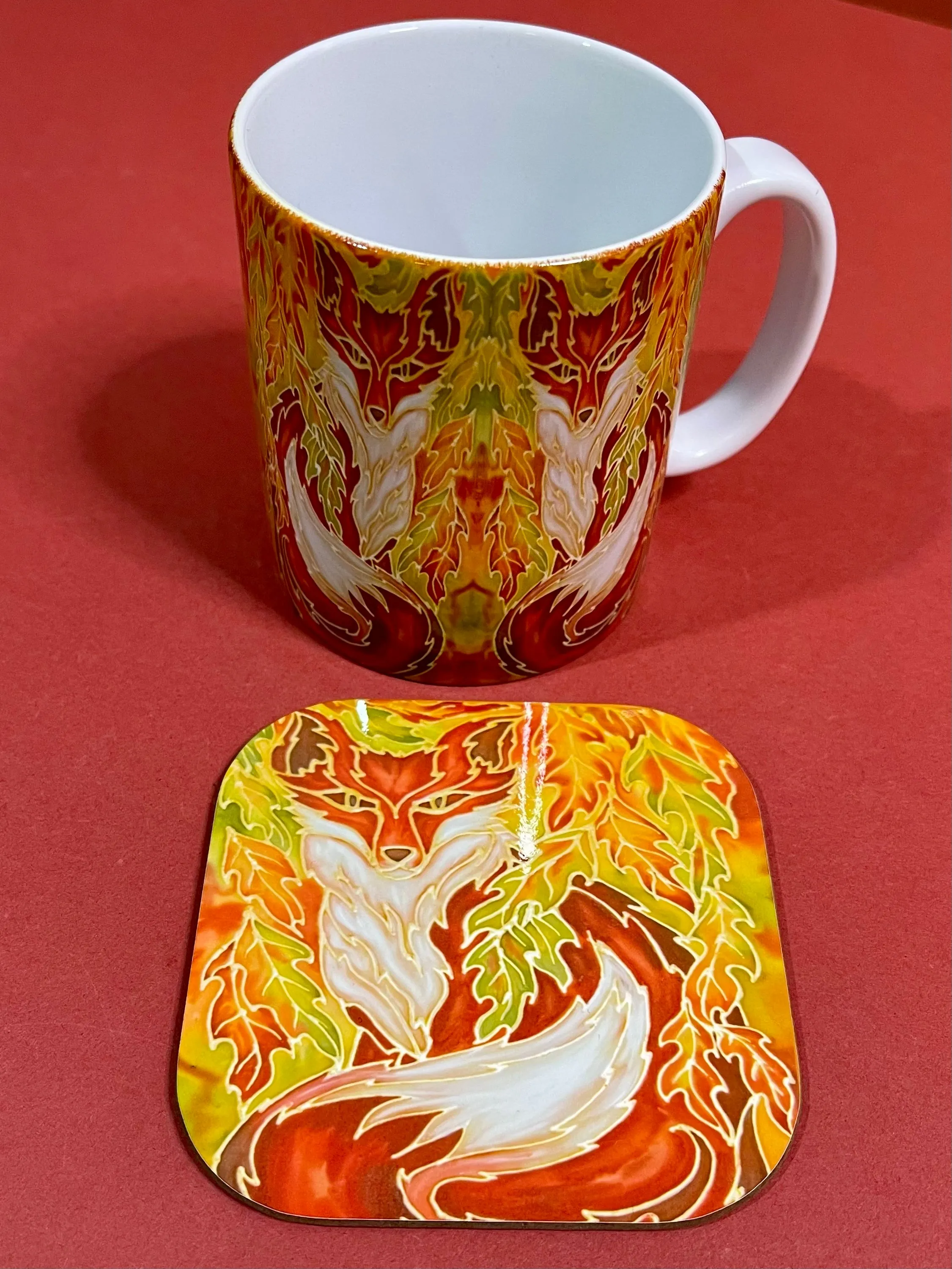 Red Fox Mug and Coaster - Extra Large & Regular Mug Sizes Woodland Lovers Mug Gift Box Set -