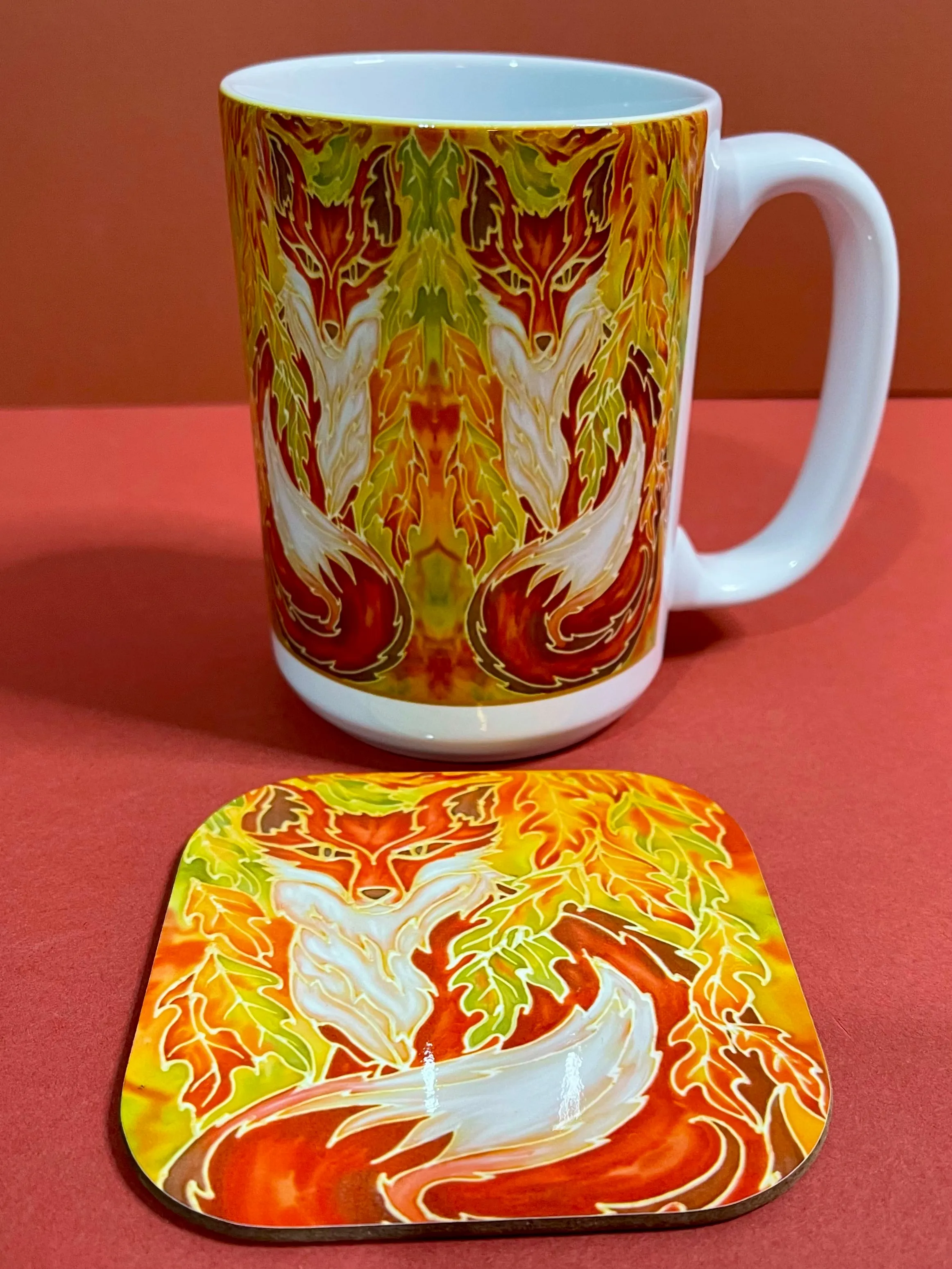 Red Fox Mug and Coaster - Extra Large & Regular Mug Sizes Woodland Lovers Mug Gift Box Set -