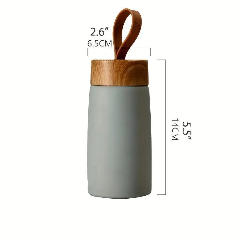 Reusable Stainless Steel Tumbler with Wooden Lid