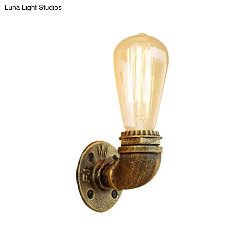 Rustic Bare Bulb Wall Sconce Lighting: Stylish Metal, 1 Head, Black/Bronze - Perfect for Living Room