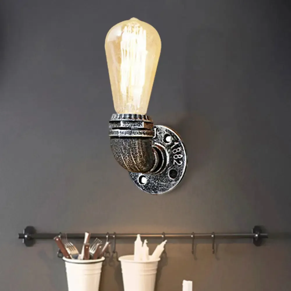 Rustic Bare Bulb Wall Sconce Lighting: Stylish Metal, 1 Head, Black/Bronze - Perfect for Living Room