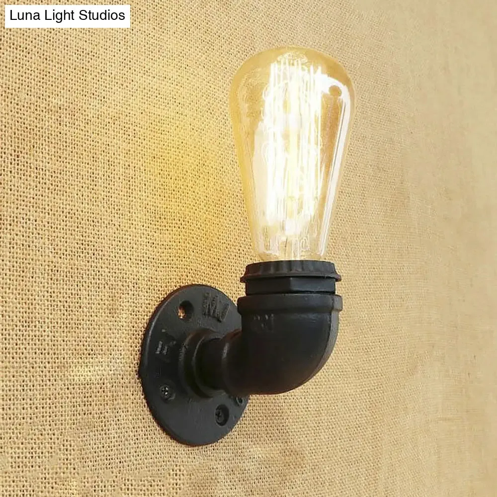 Rustic Bare Bulb Wall Sconce Lighting: Stylish Metal, 1 Head, Black/Bronze - Perfect for Living Room