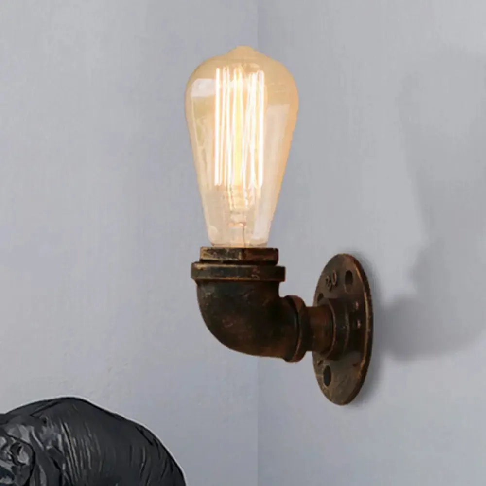 Rustic Bare Bulb Wall Sconce Lighting: Stylish Metal, 1 Head, Black/Bronze - Perfect for Living Room