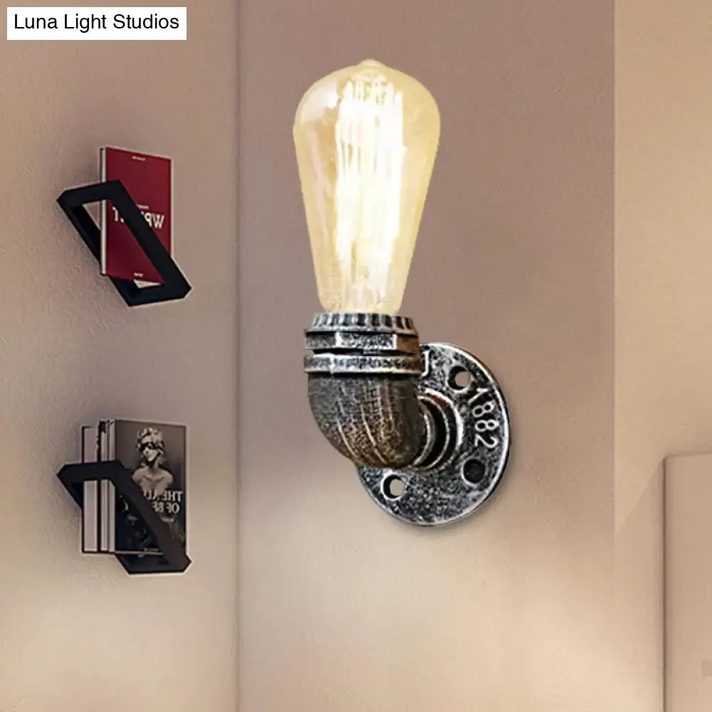 Rustic Bare Bulb Wall Sconce Lighting: Stylish Metal, 1 Head, Black/Bronze - Perfect for Living Room