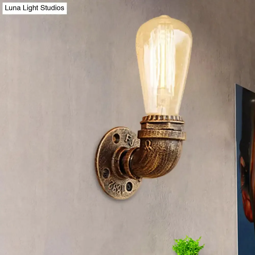 Rustic Bare Bulb Wall Sconce Lighting: Stylish Metal, 1 Head, Black/Bronze - Perfect for Living Room