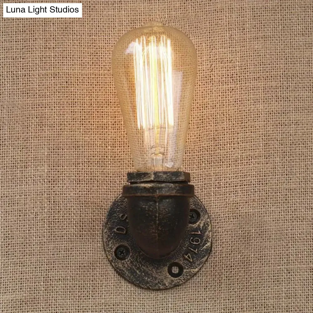 Rustic Bare Bulb Wall Sconce Lighting: Stylish Metal, 1 Head, Black/Bronze - Perfect for Living Room