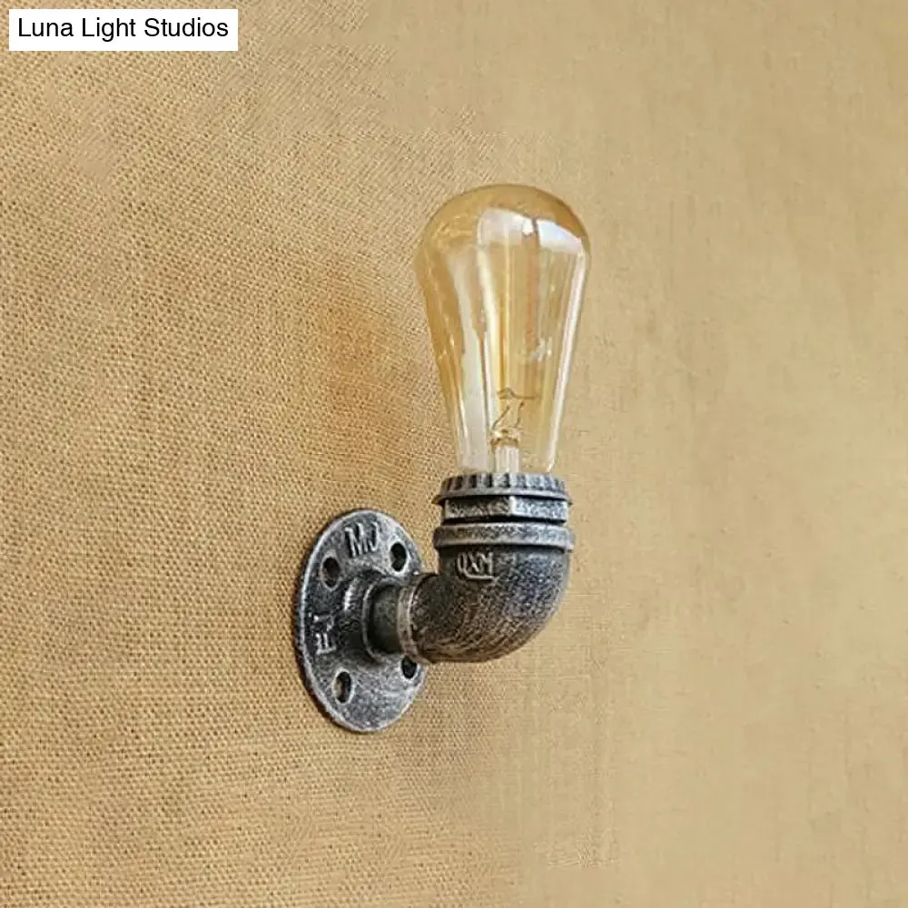 Rustic Bare Bulb Wall Sconce Lighting: Stylish Metal, 1 Head, Black/Bronze - Perfect for Living Room