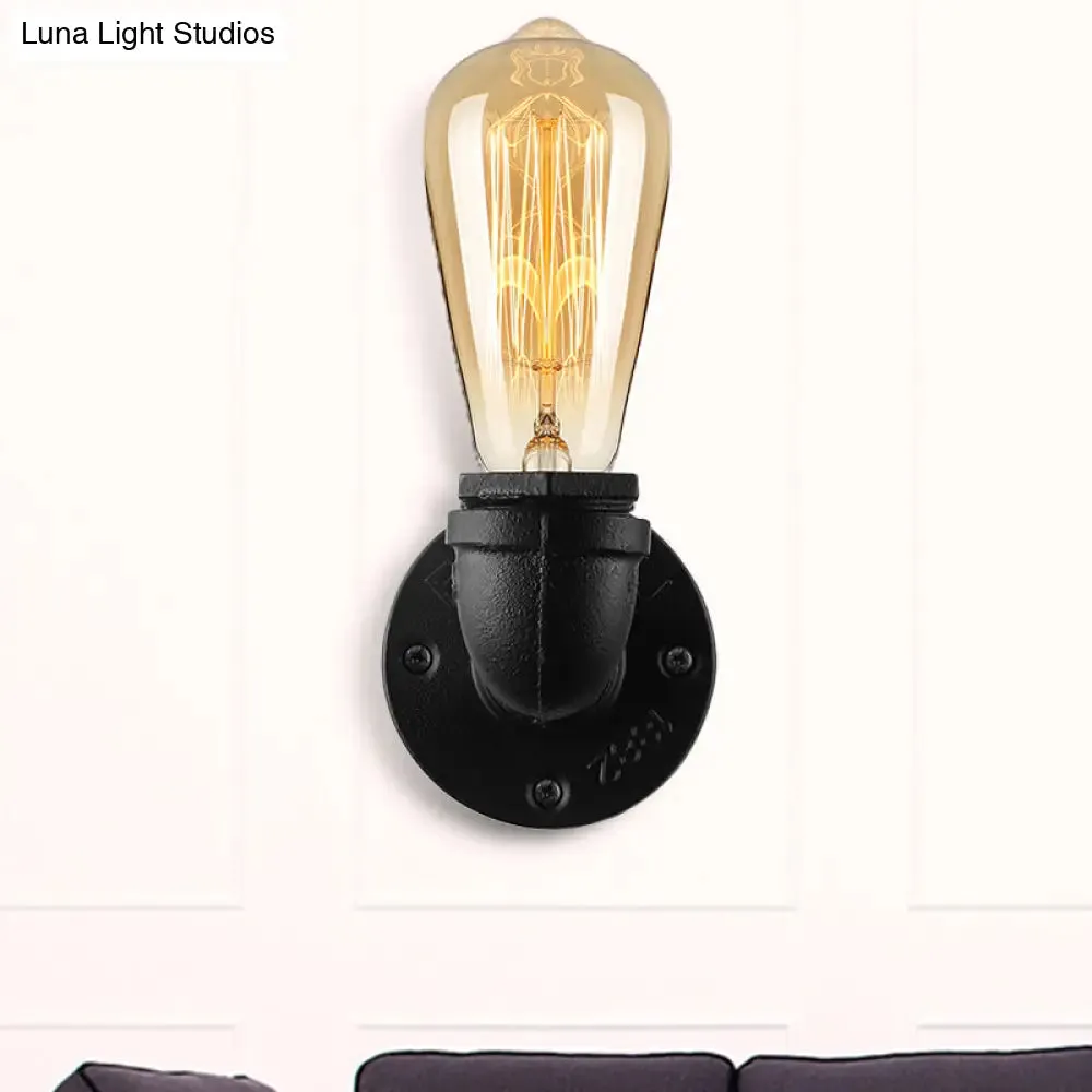 Rustic Bare Bulb Wall Sconce Lighting: Stylish Metal, 1 Head, Black/Bronze - Perfect for Living Room