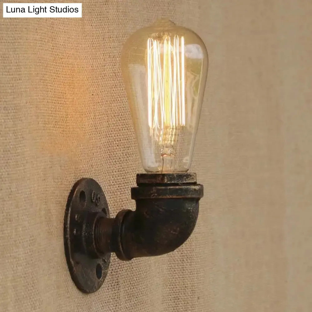 Rustic Bare Bulb Wall Sconce Lighting: Stylish Metal, 1 Head, Black/Bronze - Perfect for Living Room