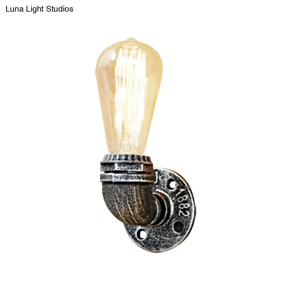 Rustic Bare Bulb Wall Sconce Lighting: Stylish Metal, 1 Head, Black/Bronze - Perfect for Living Room