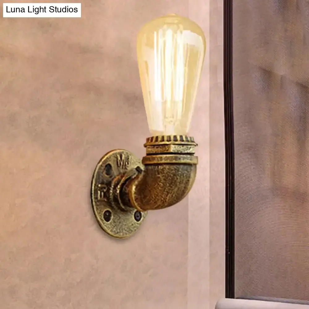 Rustic Bare Bulb Wall Sconce Lighting: Stylish Metal, 1 Head, Black/Bronze - Perfect for Living Room