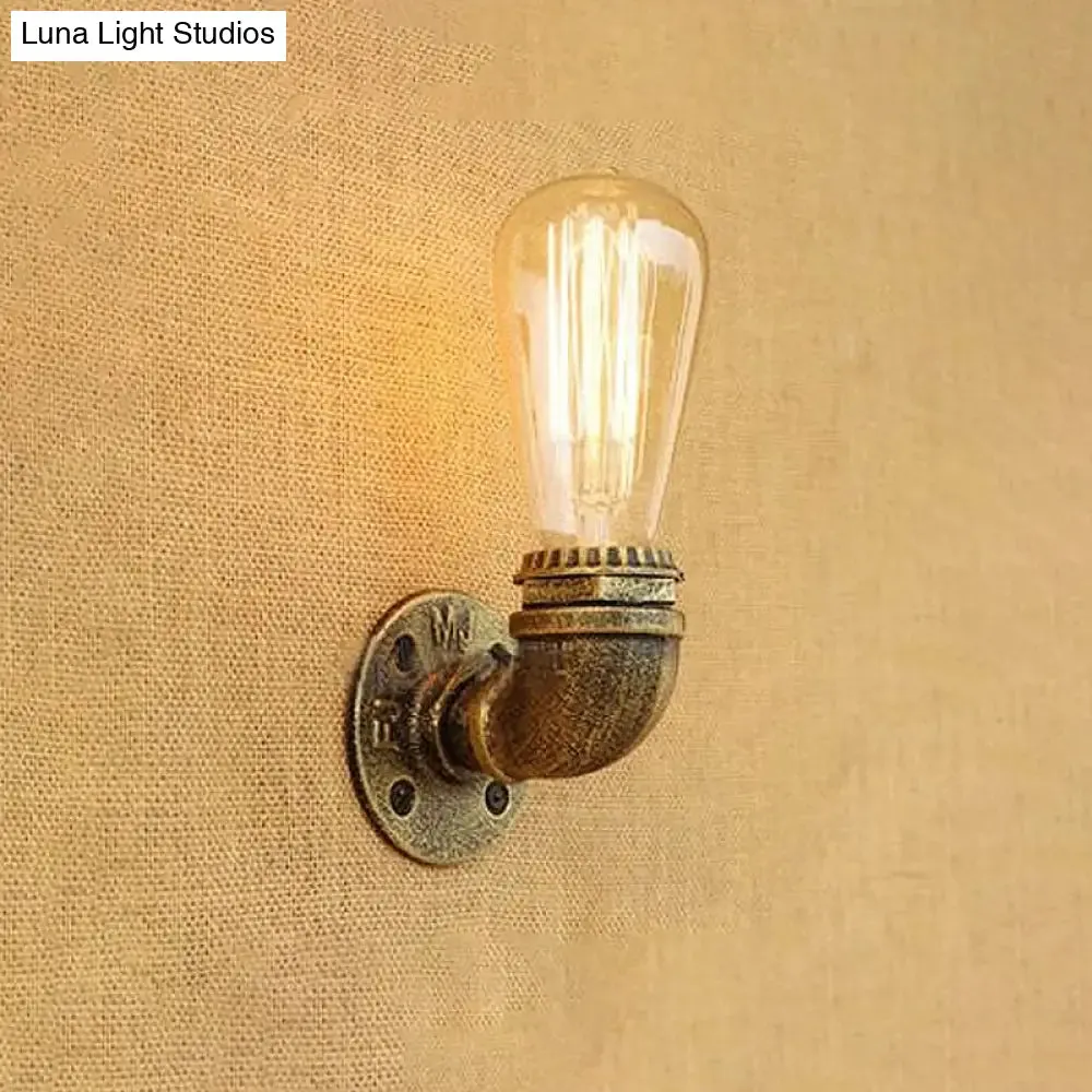 Rustic Bare Bulb Wall Sconce Lighting: Stylish Metal, 1 Head, Black/Bronze - Perfect for Living Room