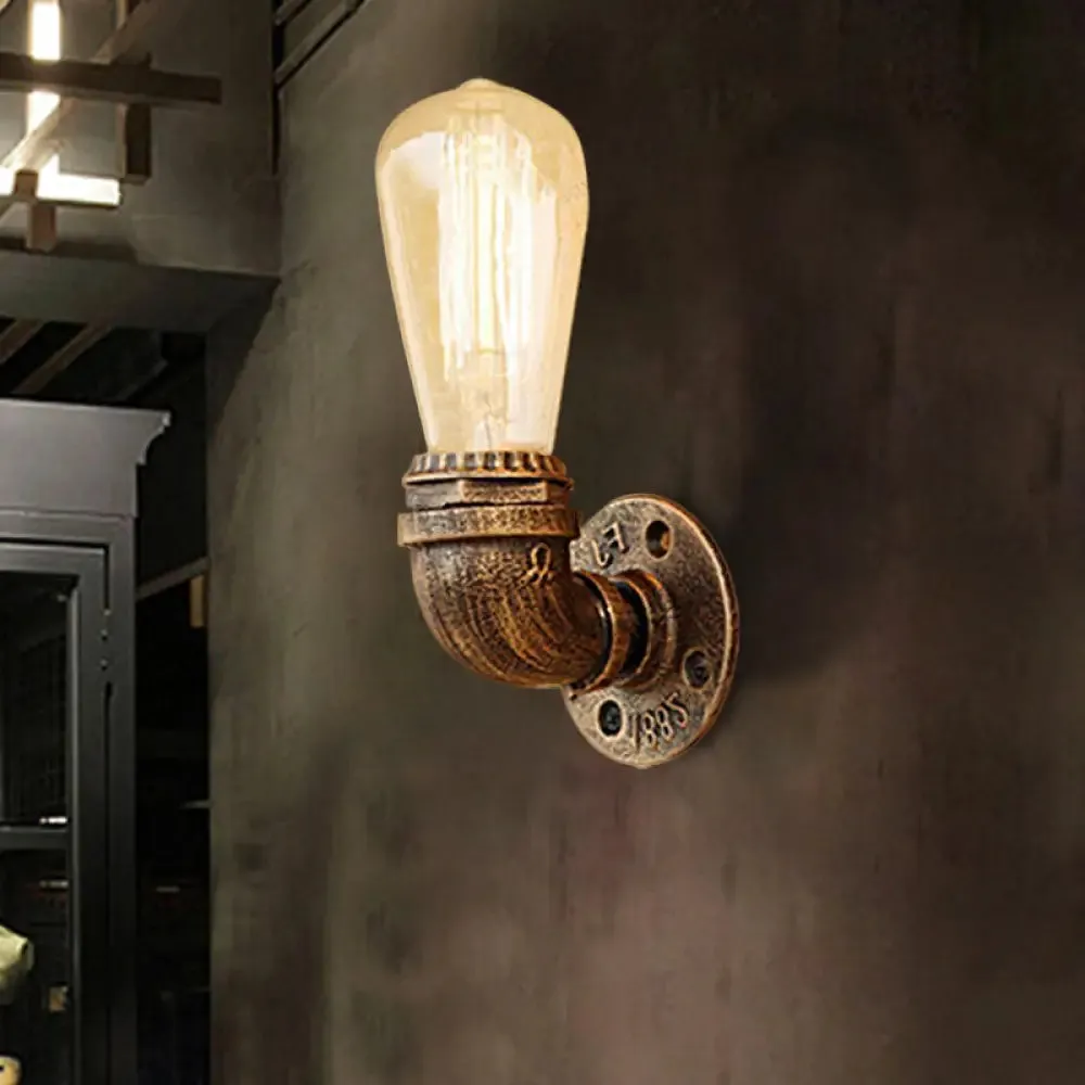 Rustic Bare Bulb Wall Sconce Lighting: Stylish Metal, 1 Head, Black/Bronze - Perfect for Living Room