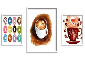 SAF Set of 3 Coffee Mug Premium White Frame painting for Wall Decoration SA-COMBO-291-M1-K2