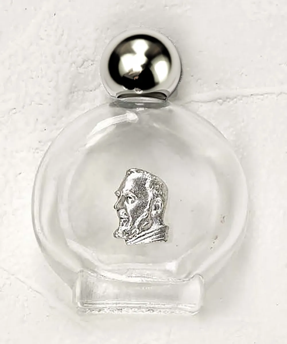 Saint Pio Small Silhouette Glass Holy Water Bottle - Pack of 12