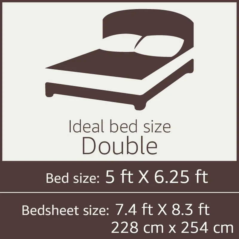 Ship Smart Soft, Cosy and Light Weight Printed 300 TC 100% Cotton Double Bedsheet/Flat Sheet with 2 Pillow Covers for Double/Queen Size Bed, Size 90x100 Inches, Colour : Multicolour1