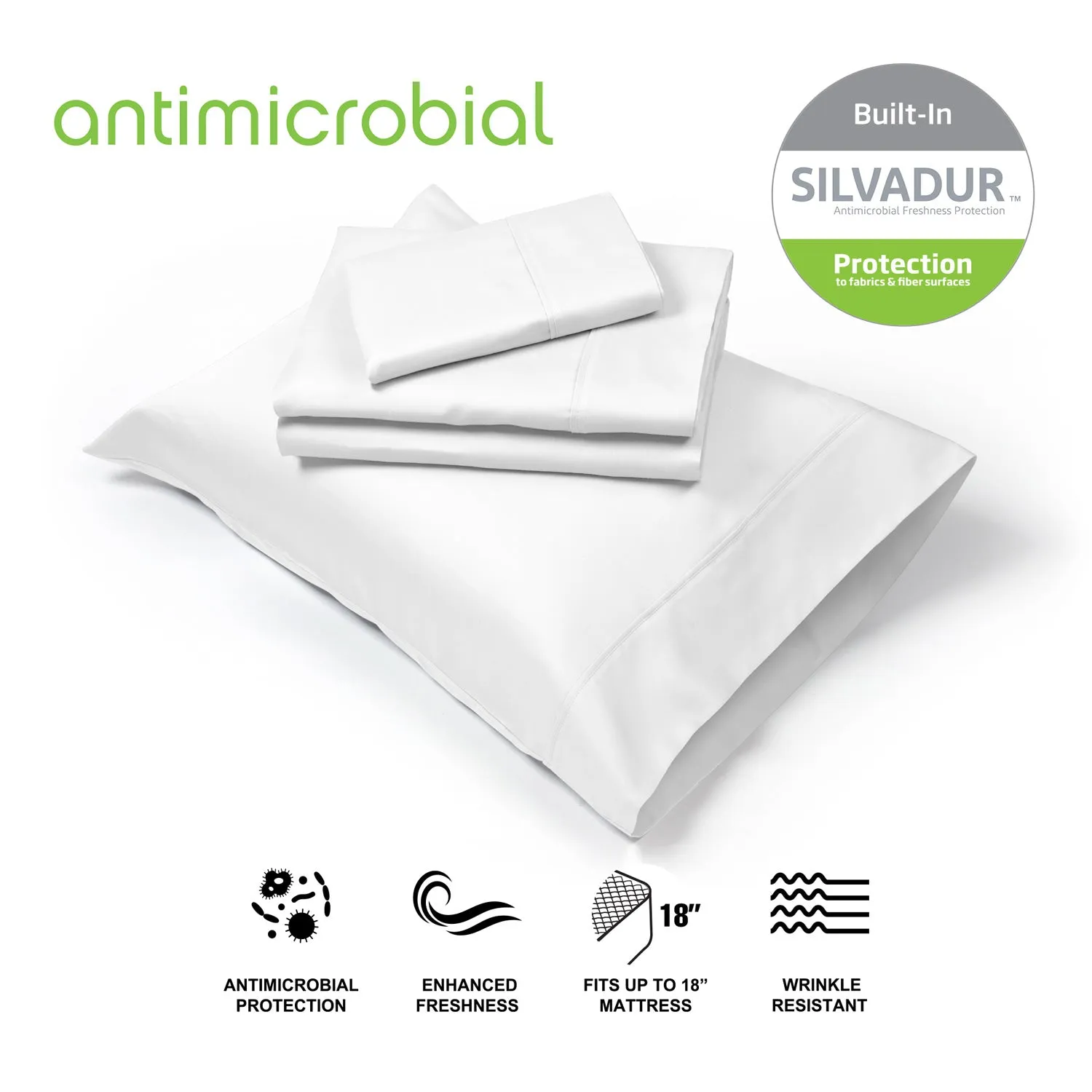 Silvadur 800TC Antimicrobial Protection 4pc Sheet Set